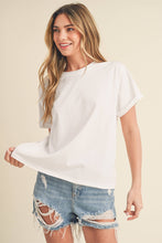 Load image into Gallery viewer, AEMI + CO - 8314DN Mali Baby Tee Short Sleeve Top: White / Contemporary / L
