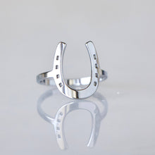 Load image into Gallery viewer, Mesa Blue - Lucky Horseshoe Ring : Yellow Gold / US 8
