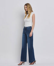 Load image into Gallery viewer, FLYING MONKEY - HIGH RISE PATCH POCKET TROUSER  HEM WIDE JEANS F5764D: DARK DENIM / 26
