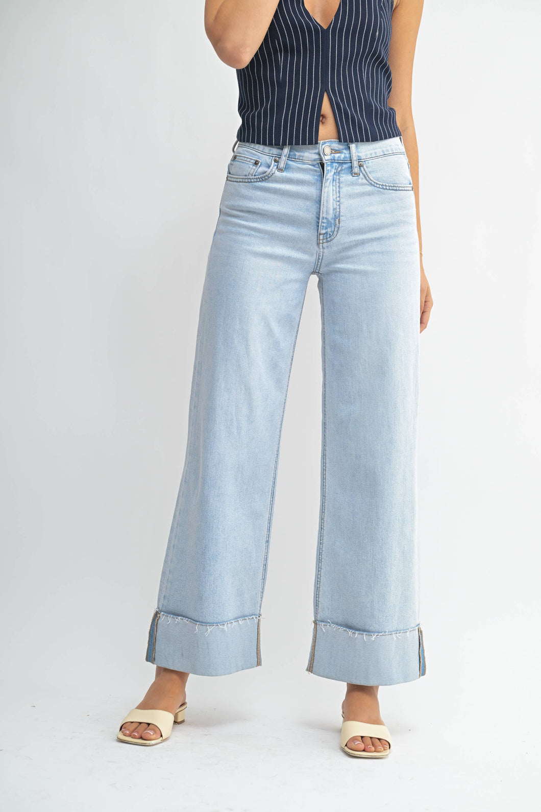 Cuffed Wide Leg Jean