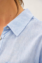 Load image into Gallery viewer, Be Cool - COTTON LINEN BLEND LONG SLEEVE BUTTON UP SHIRT-CHAMBRAY: CHAMBRAY / S
