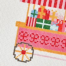 Load image into Gallery viewer, Christmas Trolley Cart Needlepoint Canvas 18 Mesh 4” Design
