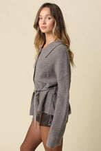 Load image into Gallery viewer, Olivaceous - Maci Belted Knit Jacket: TAUPE / S
