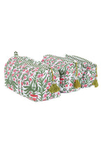 Load image into Gallery viewer, LA Soul - Black Floral print Quilted Cotton Toiletry Bag Set
