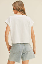 Load image into Gallery viewer, MIOU MUSE - T2263   ROUND NECK CUFFED SLEEVE TOP: OFF WHITE / L
