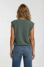 Load image into Gallery viewer, GILLI - CREW NECK TUCKED SHOULDER FOLDED BAND SLEEVE TOP: OATMEAL GREY / S
