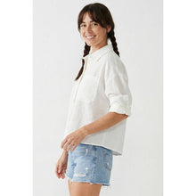 Load image into Gallery viewer, Naked Zebra - Linen Blend Rolled Sleeve Shirt: Off White / L
