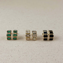 Load image into Gallery viewer, GoldFi - 18k Gold Filled Chunky CZ Curve Earrings: Emerald

