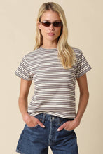 Load image into Gallery viewer, Olivaceous - Mila Stripe Baby Tee: Cream Navy / M
