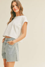 Load image into Gallery viewer, MIOU MUSE - T2263   ROUND NECK CUFFED SLEEVE TOP: OFF WHITE / S
