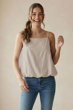 Load image into Gallery viewer, Naked Zebra - Billowy Cami Top With Bubble Hem: Light Brown / L

