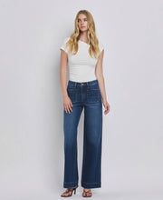 Load image into Gallery viewer, FLYING MONKEY - HIGH RISE PATCH POCKET TROUSER  HEM WIDE JEANS F5764D: DARK DENIM / 29
