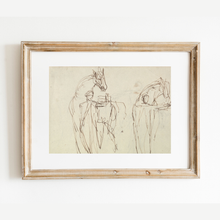 Load image into Gallery viewer, Horse &amp; Man Sketch Antique Print: 8x10
