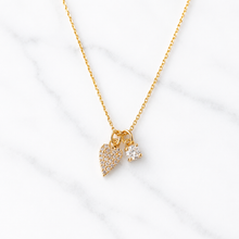 Load image into Gallery viewer, Mesa Blue - Tiny Pave CZ Heart Necklace
