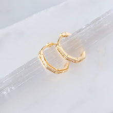 Load image into Gallery viewer, CZ Polygone Huggie Hoop Earrings

