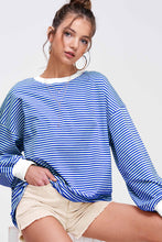 Load image into Gallery viewer, La Miel - MCT7678-Oversized Striped Long Sleeve Pullover Top: Latte / S
