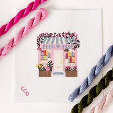 Load image into Gallery viewer, Book Shop Storefront 6” Needlepoint Canvas 13 Mesh
