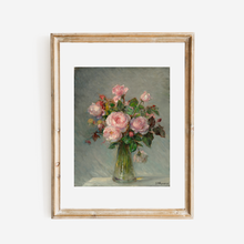 Load image into Gallery viewer, Pink Roses in Vase Antique Art Print: 8x10
