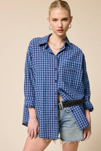 Load image into Gallery viewer, Mimosa - Relaxed Gingham Button Down Shirt: Ocean / M
