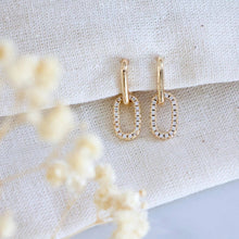 Load image into Gallery viewer, CZ Oval Dangle Earrings

