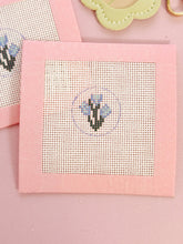 Load image into Gallery viewer, Self Finishing Blue Flower Needlepoint Kit
