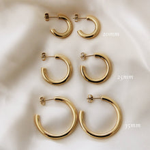 Load image into Gallery viewer, Emily Semi Hoops: Gold / 35mm
