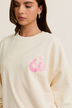 Load image into Gallery viewer, LE LIS - &quot;COASTAL COWGIRL&quot; PRINTED CREW NECK OVERSIZED SWEATSHIRT: CREAM / S
