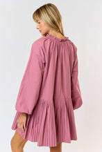 Load image into Gallery viewer, Lalavon - ILD4773 PUFF LONG SLEEVE DRESS WITH BOTTOM PLEAT : MAUVE / LARGE
