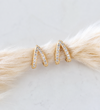 Load image into Gallery viewer, Tiny CZ V Huggie Earrings
