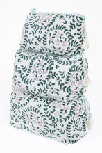 Load image into Gallery viewer, LA Soul - White Floral print Quilted Cotton Toiletry Bag Set
