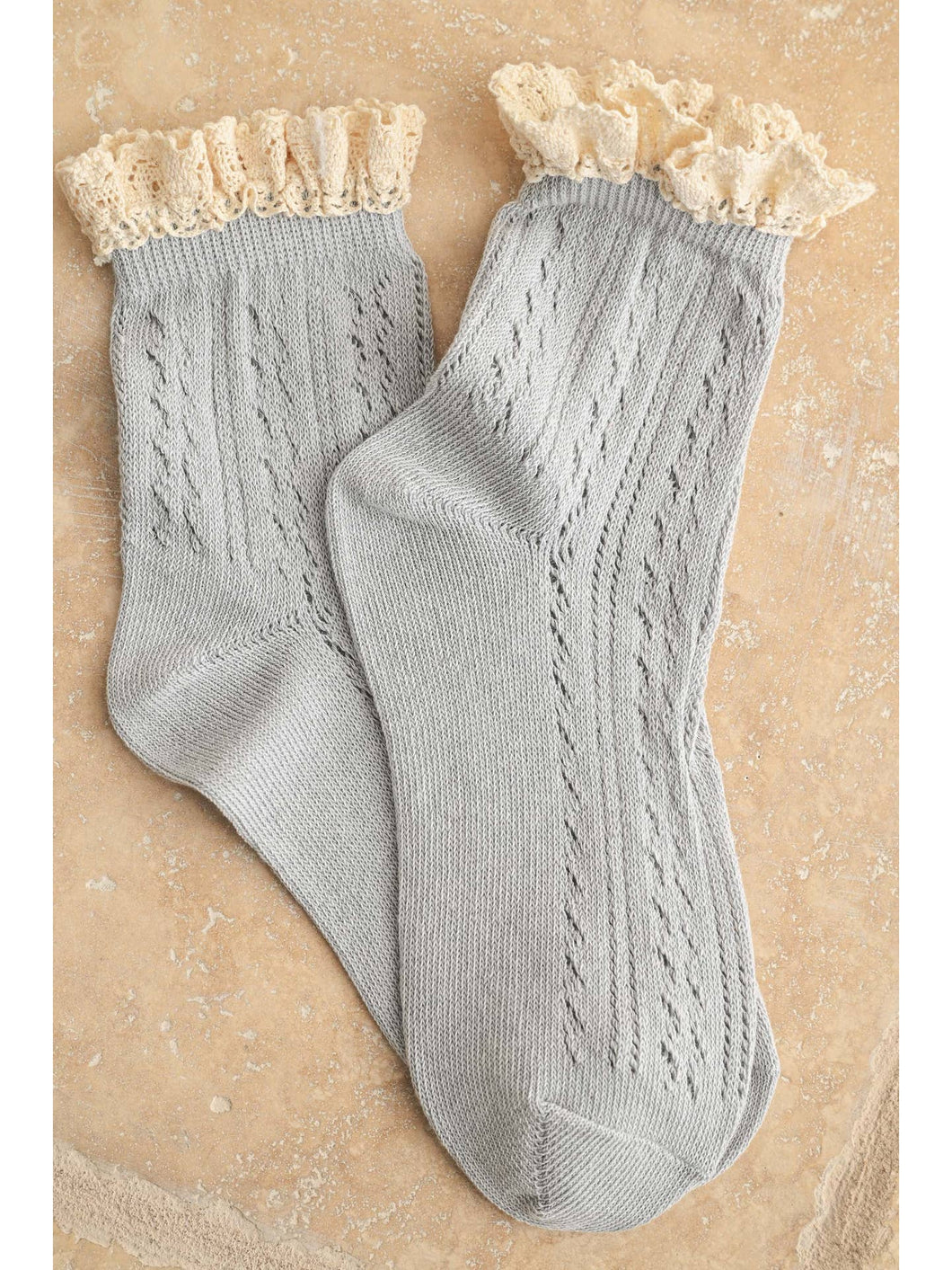 Pointelle Crochet Trim Socks