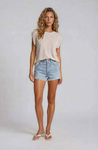 Load image into Gallery viewer, GILLI - CREW NECK TUCKED SHOULDER FOLDED BAND SLEEVE TOP: OATMEAL GREY / M
