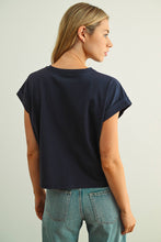 Load image into Gallery viewer, MIOU MUSE - T2263   ROUND NECK CUFFED SLEEVE TOP: OFF WHITE / L
