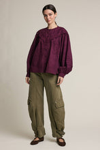 Load image into Gallery viewer, RAISONNEL - Vintage Inspired Eyelet Embroidered Blouse - RT1349: WINE / S-M-L (3-2-1)

