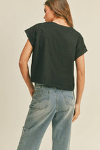 Load image into Gallery viewer, MIOU MUSE - T2263   ROUND NECK CUFFED SLEEVE TOP: OFF WHITE / L
