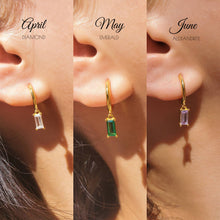 Load image into Gallery viewer, Baguette Birthstone Dangle Earrings
