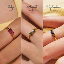 Load image into Gallery viewer, HolyBang Jewels - BAGUETTE BIRTHSTONE RING - R-FT1160GOLD: GARNET / 7US
