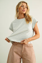 Load image into Gallery viewer, MIOU MUSE - T2263   ROUND NECK CUFFED SLEEVE TOP: OFF WHITE / S
