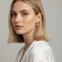 Load image into Gallery viewer, GoldFi - Bezel CZ C- Hoop Earrings: 16mm
