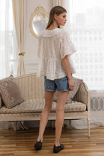Load image into Gallery viewer, RAISONNEL - Polka Dot Eyelet Collar Blouse - RT1195: POLKA DOT / S-M-L (3-2-1)
