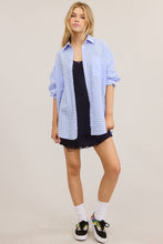 Load image into Gallery viewer, Oversized Blue Gingham Button Down Shirt
