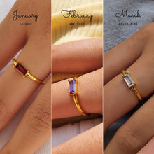 Load image into Gallery viewer, HolyBang Jewels - BAGUETTE BIRTHSTONE RING - R-FT1160GOLD: GARNET / 7US
