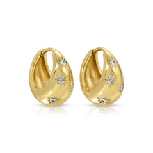 Load image into Gallery viewer, Splendid Iris - Celestial Starburst Puffed Huggie Hoops: Gold
