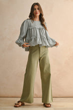 Load image into Gallery viewer, MIOU MUSE - MMP623   STRAIGHT WIDE LEG DENIM PANTS: MATCHA / L
