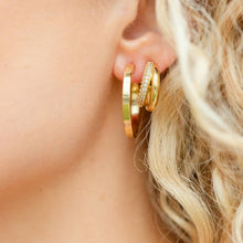Load image into Gallery viewer, Double It Up, Pave Accent Hoops Silver
