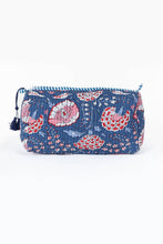 Load image into Gallery viewer, LA Soul - Blue Floral print Quilted Cotton Toiletry Bag Set
