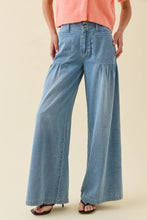 Load image into Gallery viewer, RAISONNEL - Dusty Blue Denim Relaxed Wide-Leg Pants - RB1109: DUSTY BLUE DENIM / S-M-L (3-2-1)
