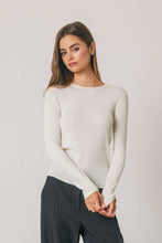 Load image into Gallery viewer, Dress Forum - Ribbed Knit Fitted Crew Neck Long Sleeve Top: NAVY / S-M-L(2-2-2)
