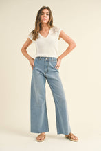 Load image into Gallery viewer, MIOU MUSE - MMP623   STRAIGHT WIDE LEG DENIM PANTS: MATCHA / L
