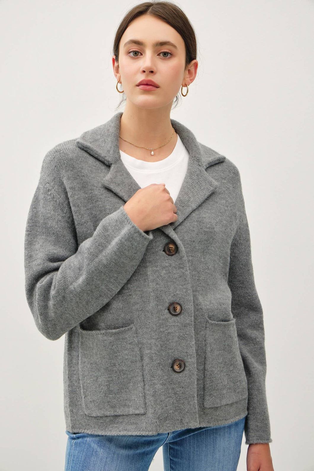 Cozy Wool Blend Sweater Jacket